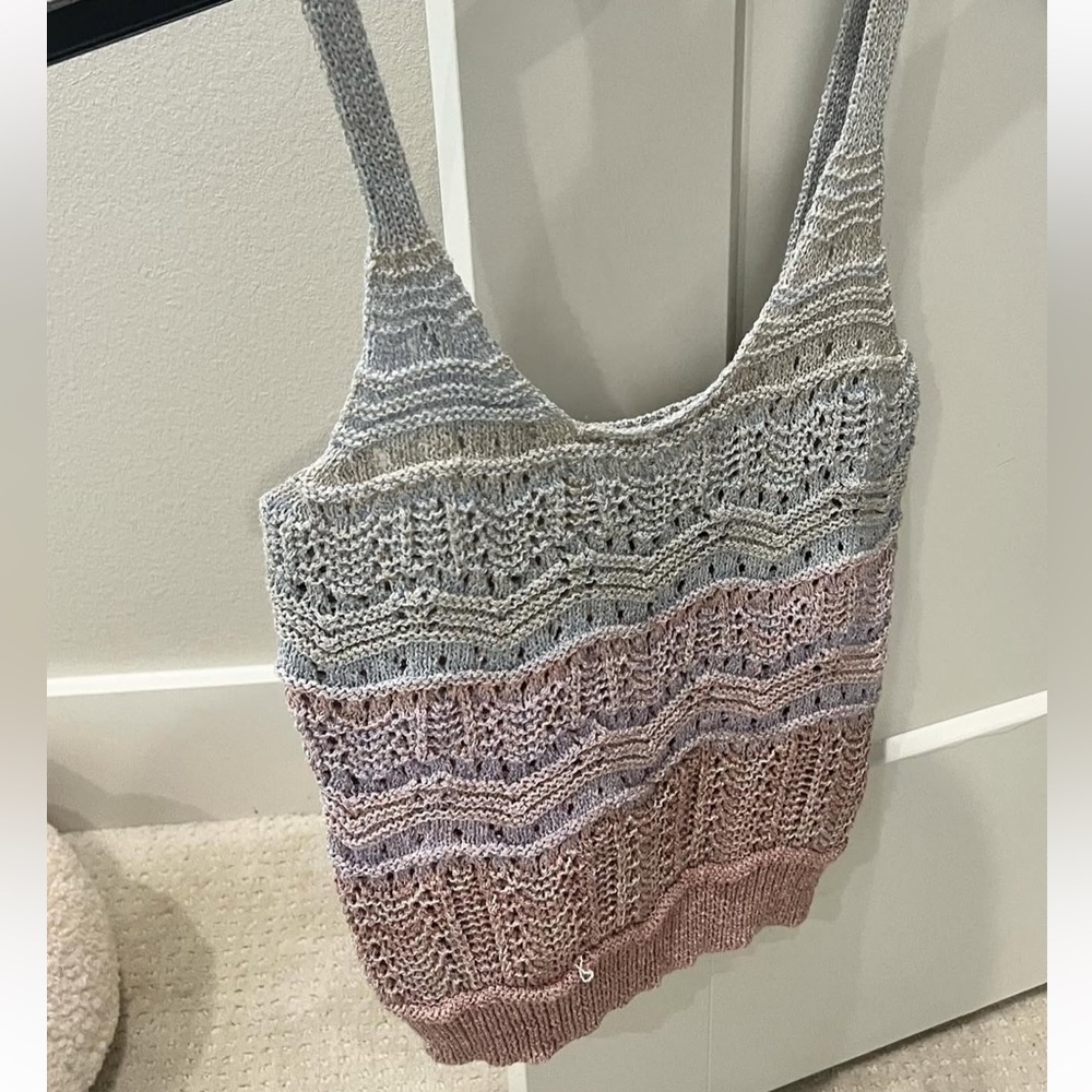 Heartloom Knit Tank Top in Gray and Pink